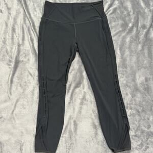 ATHLETA High Rise Peekaboo 7/8 Tight Leggings Workout Yoga Pant Grey‎ Sz MP